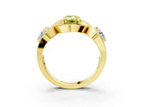 Yellow gold Three-Stone Fancy Yellow Emerald Cut Diamond Wave Pave Band with Prong Setting_3