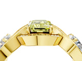 Yellow gold Three-Stone Fancy Yellow Emerald Cut Diamond Wave Pave Band with Prong Setting_4