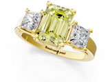 Yellow gold Three-Stone Fancy Yellow Emerald  Cut Solitaire Ring with Prong Setting_4