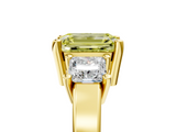 Yellow gold Three-Stone Fancy Yellow Emerald  Cut Solitaire Ring with Prong Setting_8