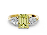 Yellow gold Three-Stone Fancy Yellow Emerald  Diamond Ring with Pear Side Stones in Four-Prong Setting_66