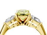 Yellow gold Three-Stone Fancy Yellow Emerald  Diamond Ring with Pear Side Stones in Four-Prong Setting_70