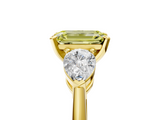 Yellow gold Three-Stone Fancy Yellow Emerald  Diamond Ring with Pear Side Stones in Four-Prong Setting_71