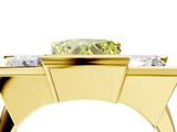 Yellow gold Three Stone Fancy Yellow Heart Cut Cut Channel Set Diamond Ring_4