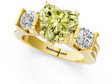 Yellow gold Three-Stone Fancy Yellow Heart Cut Cut Classic Band Prong Setting Ring_1