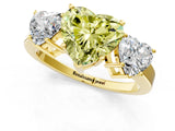 Yellow gold Three-Stone Fancy Yellow Heart Cut Cut Diamond Engagement Ring with Flat Band and Four-Prong Setting_1