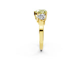 Yellow gold Three-Stone Fancy Yellow Heart Cut Cut Diamond Engagement Ring with Flat Band and Four-Prong Setting_2