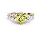 Yellow gold Three-Stone Fancy Yellow Heart Cut Cut Diamond Pavé Band with Prong Setting_15