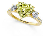 Yellow gold Three-Stone Fancy Yellow Heart Cut Cut Diamond Pavé Band with Prong Setting_16