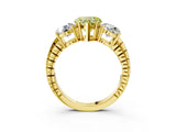 Yellow gold Three-Stone Fancy Yellow Heart Cut Cut Diamond Ring with Channel-Set Band and Prong Setting_3