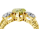 Yellow gold Three-Stone Fancy Yellow Heart Cut Cut Diamond Ring with Channel-Set Band and Prong Setting_4