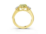 Yellow gold Three-Stone Fancy Yellow Heart Cut Cut Diamond Ring with Prong Setting and Classic Band_3