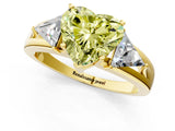 Yellow gold Three-Stone Fancy Yellow Heart Cut Cut Diamond Ring with Trillion Side Stones on a Split Shank Band_1
