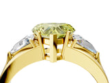 Yellow gold Three-Stone Fancy Yellow Heart Cut Cut Diamond Ring with Trillion Side Stones on a Split Shank Band_4