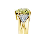 Yellow gold Three-Stone Fancy Yellow Heart Cut Cut Diamond Ring with Trillion Side Stones on a Split Shank Band_5