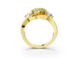 Yellow gold Three-Stone Fancy Yellow Heart Cut Cut Diamond Split Shank Prong Set Ring_3