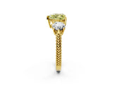 Yellow gold Three-Stone Fancy Yellow Heart Cut Cut Milgrain Band Prong Setting Ring_8