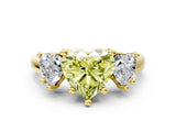 Yellow gold Three-Stone Fancy Yellow Heart Cut Cut Solitaire Ring with Classic Prong Setting