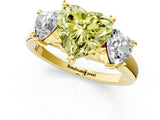 Yellow gold Three-Stone Fancy Yellow Heart Cut Cut Solitaire Ring with Classic Prong Setting_1