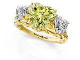 Yellow gold Three-Stone Fancy Yellow Heart Cut Diamond Braided Band Ring with Four-Prong Setting_41