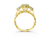 Yellow gold Three-Stone Fancy Yellow Heart Cut Diamond Braided Band Ring with Four-Prong Setting_43