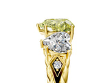 Yellow gold Three-Stone Fancy Yellow Heart Cut Diamond Braided Band Ring with Four-Prong Setting_45