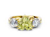 Yellow gold Three-Stone Fancy Yellow Heart Cut Diamond Channel Set Engagement Ring with Prong Setting_13