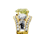 Yellow gold Three-Stone Fancy Yellow Heart Cut Diamond Engagement Ring with Pave Band and Prong Setting_5