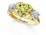 Yellow gold Three-Stone Fancy Yellow Heart Cut Diamond Engagement Ring with Prong Setting_4