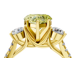 Yellow gold Three-Stone Fancy Yellow Heart  Cut Diamond Pavé Band with Four-Prong Setting_31
