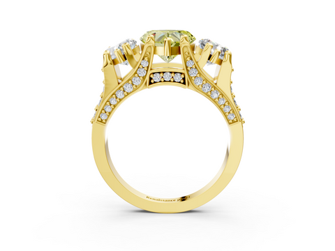 Yellow gold Three-Stone Fancy Yellow Heart  Cut Diamond Ring with Channel-Set Band and Four-Prong Setting_35