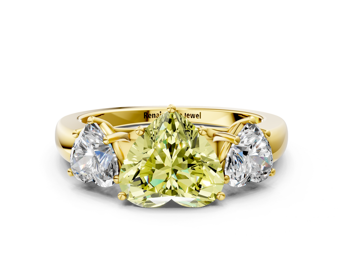 Yellow gold Three-Stone Fancy Yellow Heart  Cut Diamond Ring with Channel-Set Band and Four-Prong Setting_49