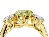 Yellow gold Three-Stone Fancy Yellow Heart Cut Diamond Ring with Pavé Band and Prong Setting_84