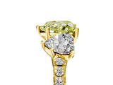 Yellow gold Three-Stone Fancy Yellow Heart Cut Diamond Ring with Pavé Band and Prong Setting_85