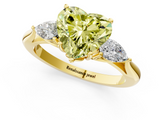 Yellow gold Three-Stone Fancy Yellow Heart  Cut Diamond Ring with Pear Side Stones in Four-Prong Setting_117