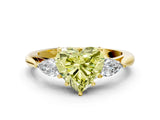 Yellow gold Three-Stone Fancy Yellow Heart Cut Diamond Ring with Pear  Side Stones in Four-Prong Setting_36