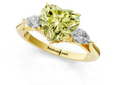 Yellow gold Three-Stone Fancy Yellow Heart Cut Diamond Ring with Pear  Side Stones in Four-Prong Setting_37