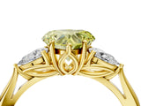 Yellow gold Three-Stone Fancy Yellow Heart Cut Diamond Ring with Pear  Side Stones in Four-Prong Setting_40
