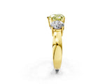 Yellow gold Three-Stone Fancy Yellow Heart Cut Diamond Ring with Round Side Stones, Classic Band, and Four-Prong Setting_2