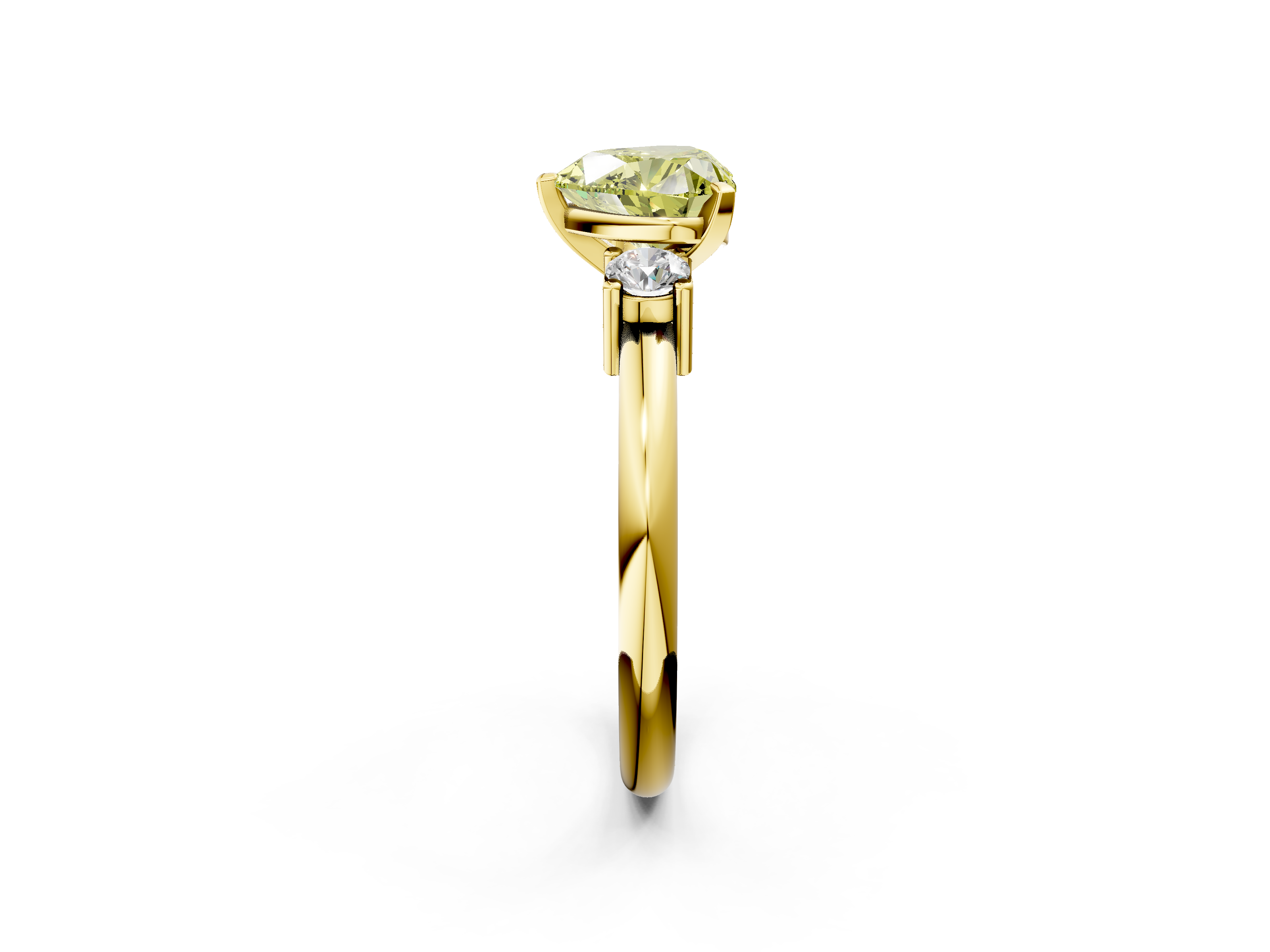 Yellow gold Three-Stone Fancy Yellow Heart  Cut Diamond Solitaire with Prong Setting and Classic Band_44