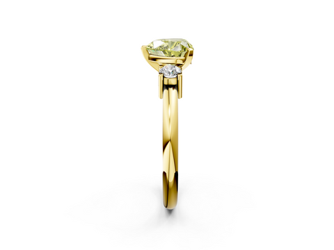 Yellow gold Three-Stone Fancy Yellow Heart  Cut Diamond Solitaire with Prong Setting and Classic Band_44