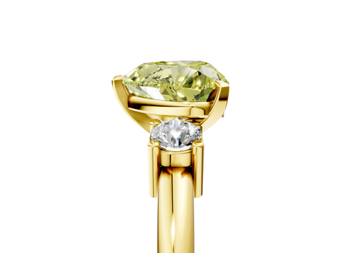 Yellow gold Three-Stone Fancy Yellow Heart  Cut Diamond Solitaire with Prong Setting and Classic Band_47