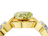 Yellow gold Three-Stone Fancy Yellow Heart Cut Diamond Wave Pave Band with Prong Setting_4