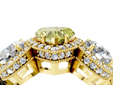 Yellow gold Three-Stone Fancy Yellow Heart Cut Halo Diamond Milgrain Band with Four-Prong Setting_4