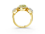Yellow gold Three-Stone Fancy Yellow Heart Cut Halo Diamond Ring with Pave Band and Four-Prong Setting_3