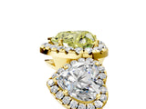 Yellow gold Three-Stone Fancy Yellow Heart Cut Halo Diamond Ring with Pave Band and Four-Prong Setting_5