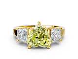 Yellow gold Three-Stone Fancy Yellow Heart  Cut Solitaire Ring with Prong Setting_3