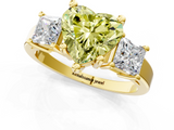 Yellow gold Three-Stone Fancy Yellow Heart  Cut Solitaire Ring with Prong Setting_4
