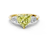 Yellow gold Three-Stone Fancy Yellow Heart  Diamond Ring with Pear Side Stones in Four-Prong Setting_46