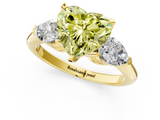 Yellow gold Three-Stone Fancy Yellow Heart  Diamond Ring with Pear Side Stones in Four-Prong Setting_47
